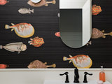 Beach Style Powder Room by kate kelley designs inc
