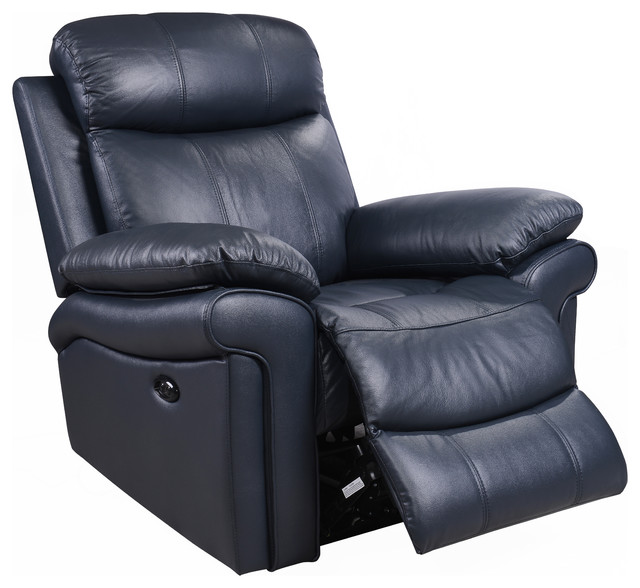 Hudson Top Grain Leather Power Recliner Transitional Recliner