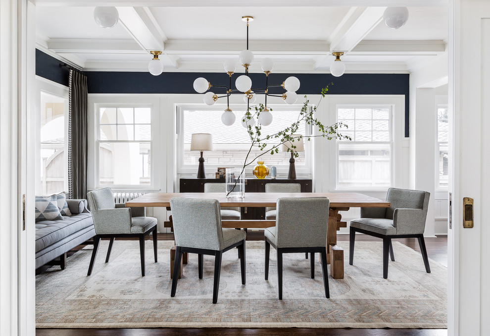 Design ideas for a transitional dining room in Seattle.