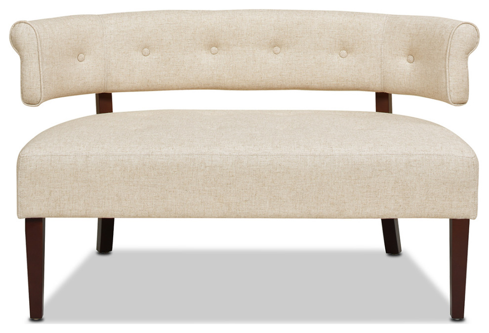 Jared Roll Arm Tufted Bench Settee Transitional Loveseats by