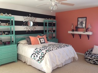 Girl's Teal & Coral Bedroom