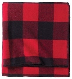 Eco-Wise Wool Plaid Easy-Care Blanket, Red/Black Check