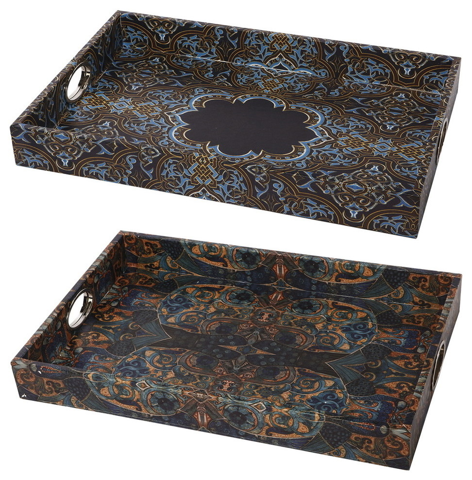 Anthony Faux Leather Trays, 2Piece Set Mediterranean
