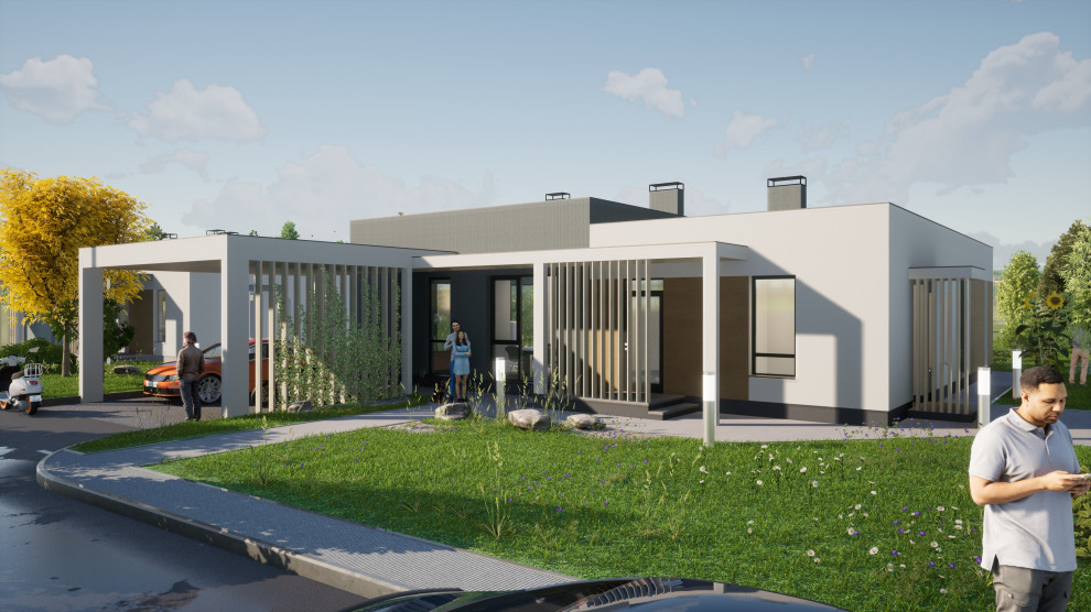 Индивидуальный жилой дом м плоской кровлей