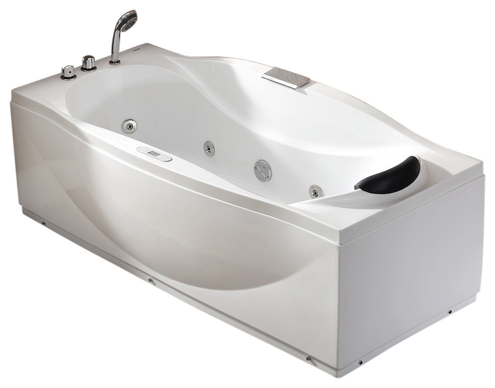 EAGO 6 ft Left Drain Acrylic White Whirlpool Bathtub With ...