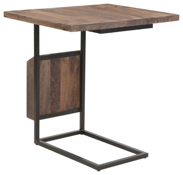 Onzaga Modern Industrial Handcrafted Mango Wood Adjustable CShaped End