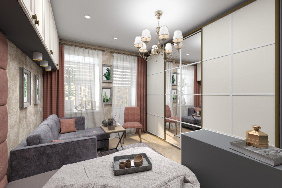 Дизайн-проект спальня-гостиная 15,5 кв.м.