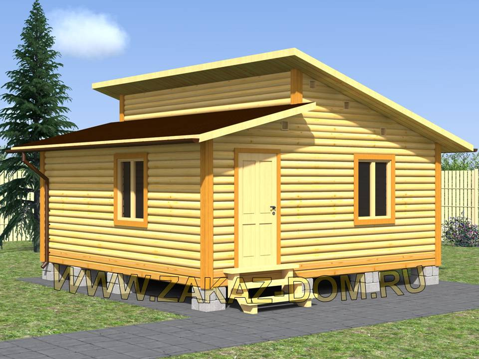 Проект одноэтажной бани из бруса (6х6 м) : Б-112