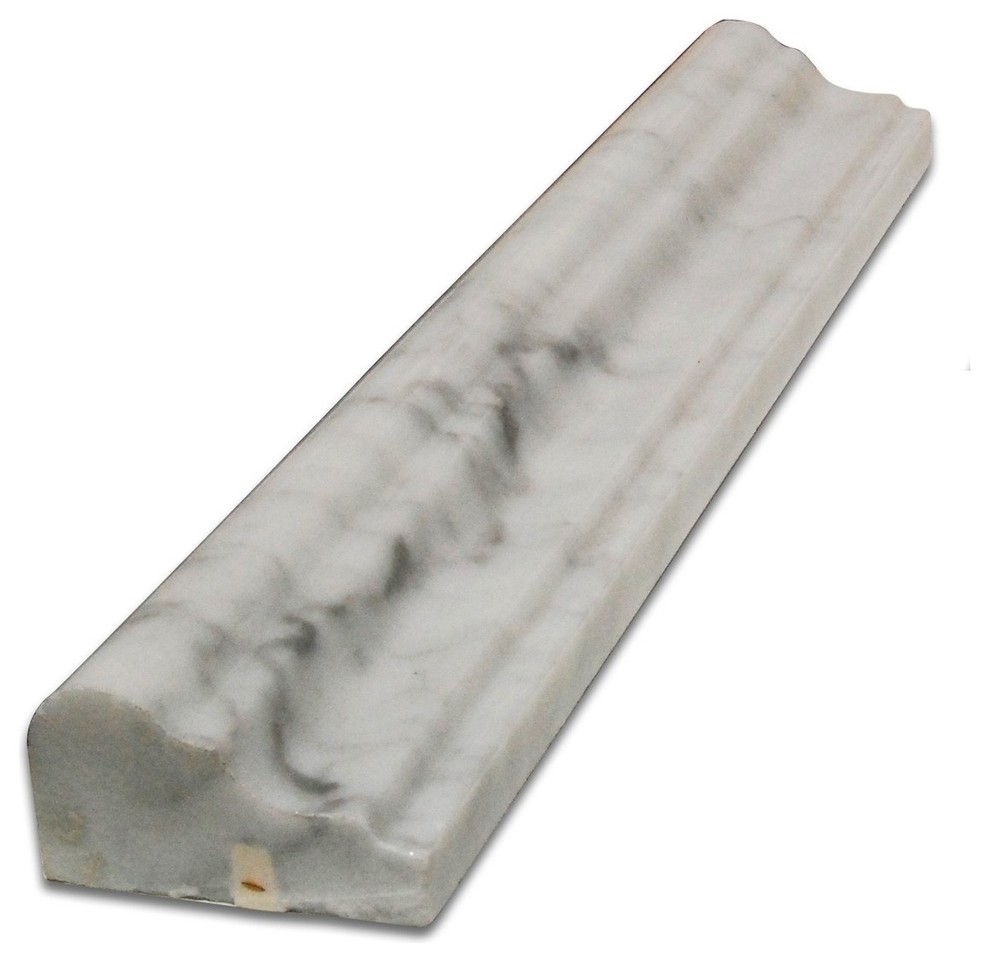 Polished Carrara White Chair Rail Marble Tile - Traditional - Accent Trim  And Border Tile - by Tilesbay | Houzz