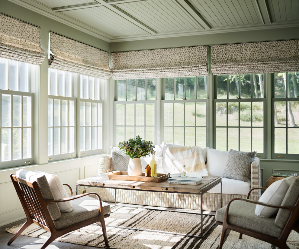 Traditional sunroom in New York with a standard ceiling.
