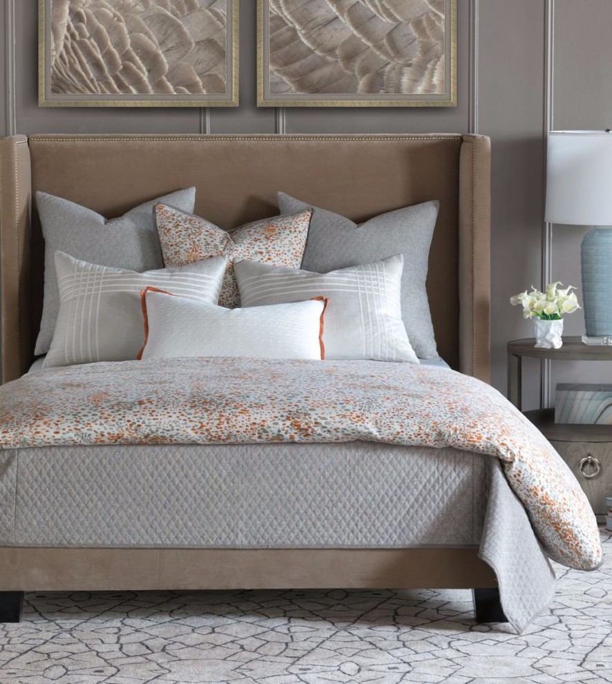 Design ideas for a traditional master bedroom in Sacramento with grey walls.