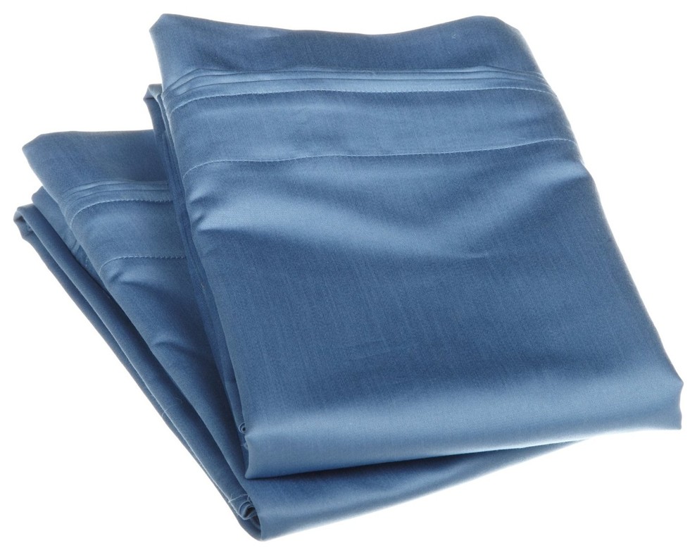 1500 TC Egyptian Cotton King Medium Blue Solid Pillowcase Set