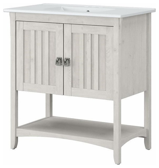 Bush Salinas 32"W Engineered Wood Bathroom Vanity Cabinet in Linen ...