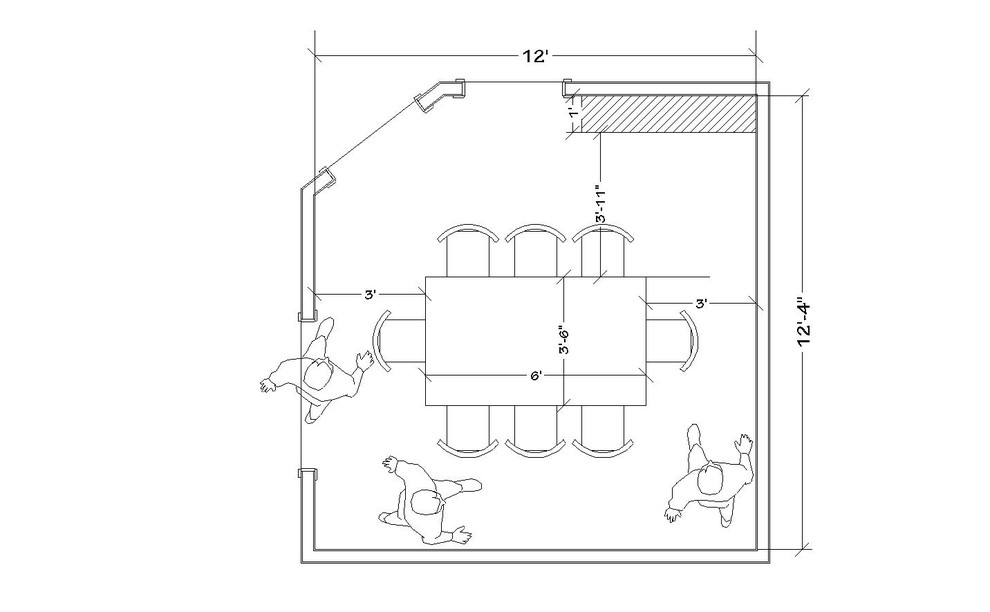 What size dining tables work well in a 12x12 dining room? Round, recta