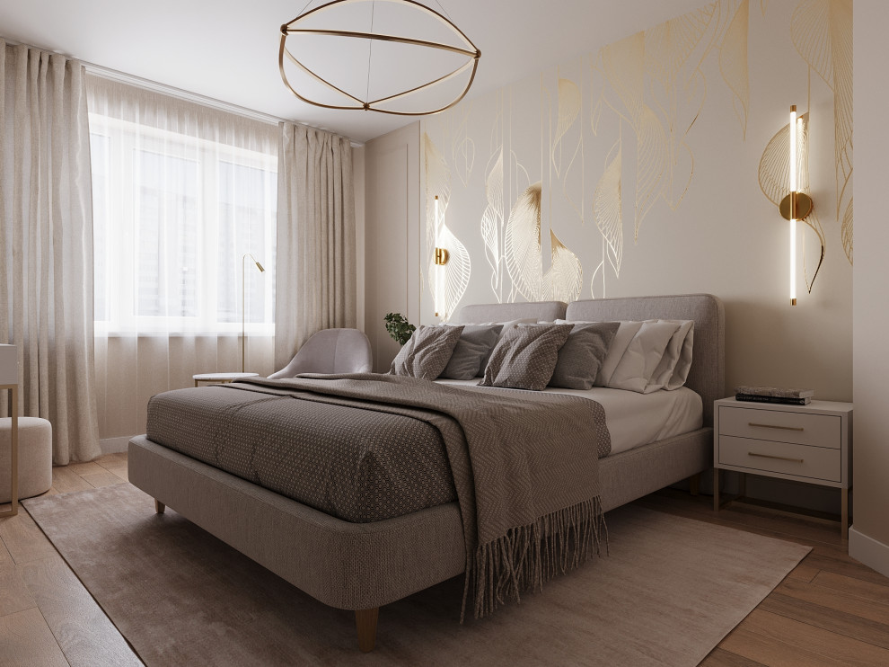 Бежевый в спальне .