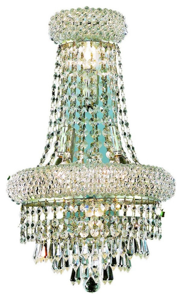 Elegant Primo 4-Light Chrome Wall Sconce Clear Royal Cut Crystal