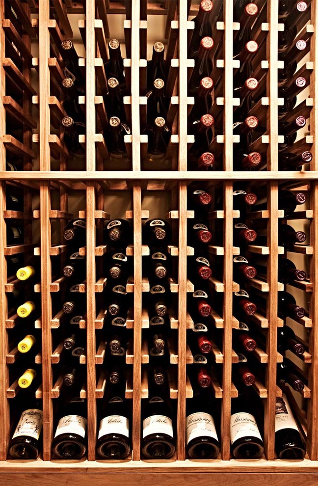 Mid-sized transitional wine cellar in Salt Lake City with storage racks.