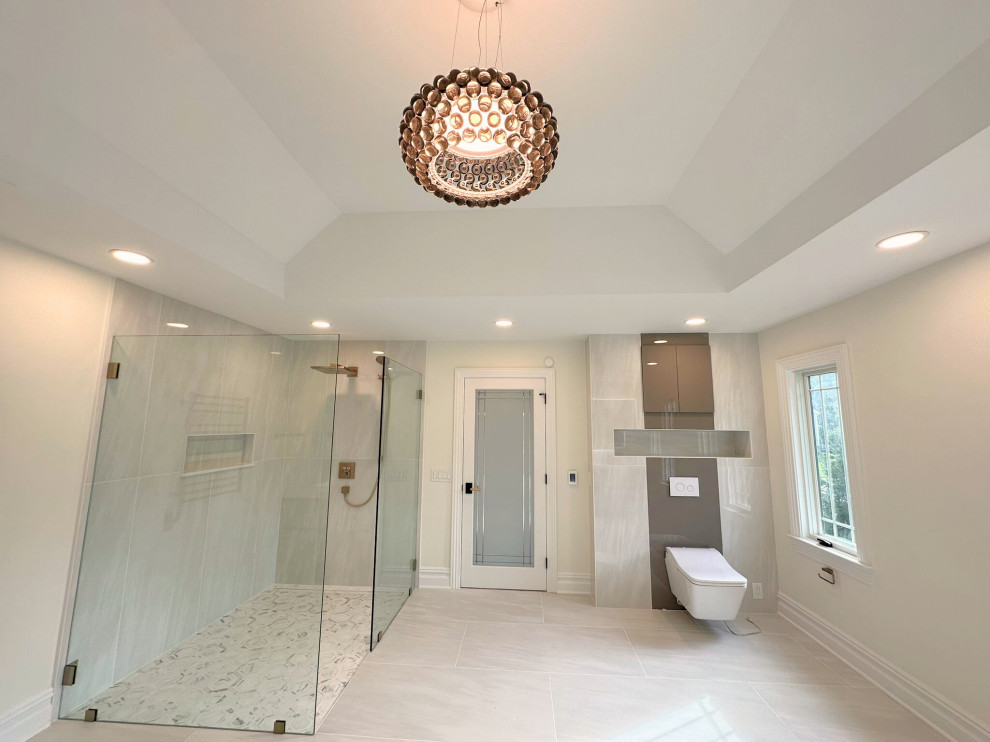 Spa Bath with Glass Shower & Vaulted Ceiling
