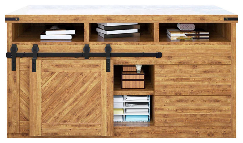 Sliding Barn Door Hardware Kit Mini Single Track Bypass, Classic, 24", 48" Traditional