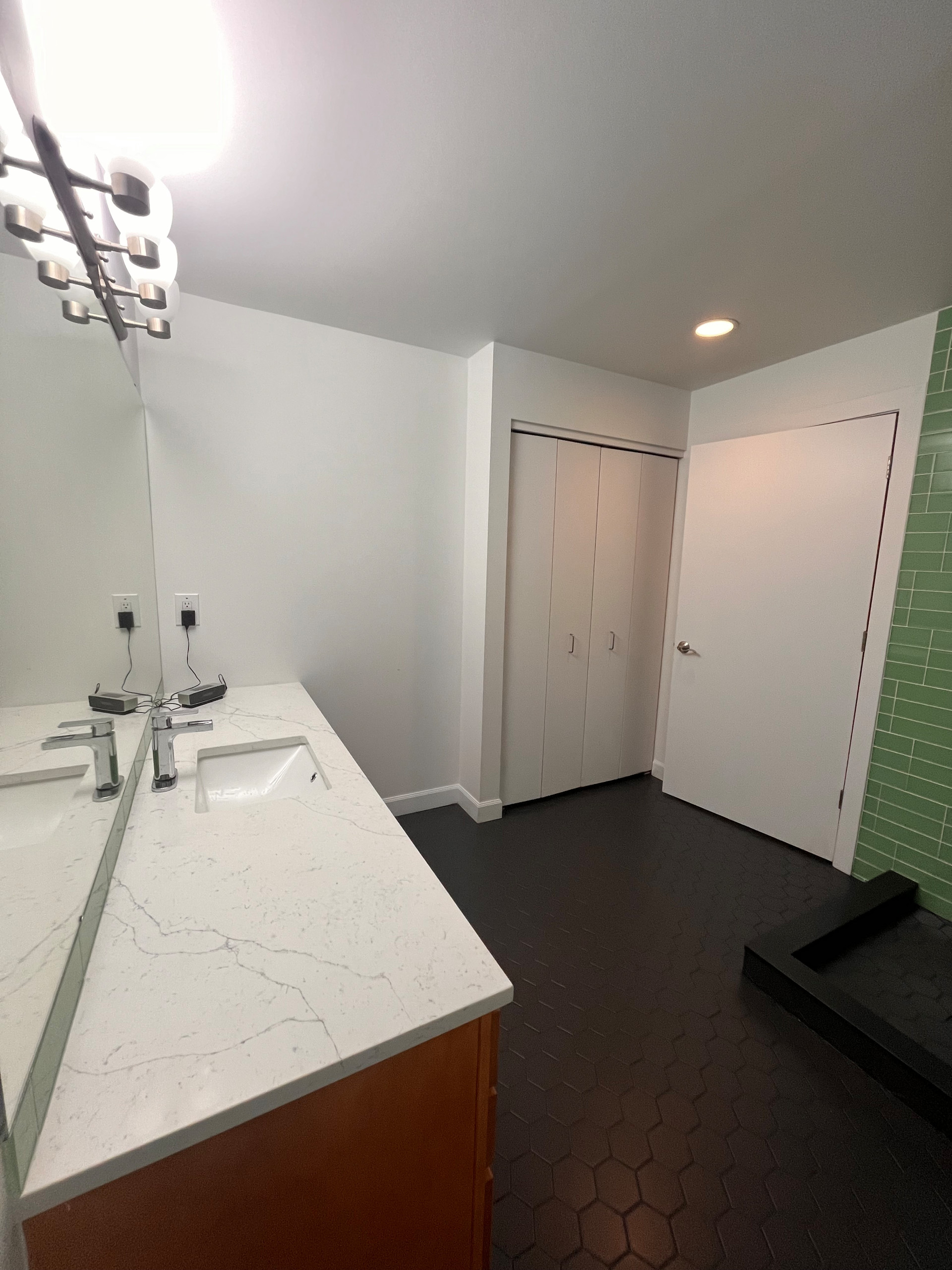 Green glass shower