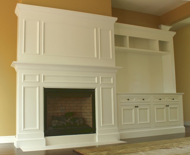 Made To Order Fireplace Surround And Cabinets Transitional