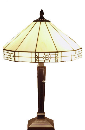 Tiffany-style Mission-style White Table Lamp