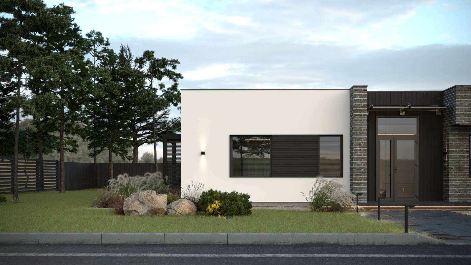 Экстерьер, Архитектура частного дома 110 м2 "Flat House Greey"