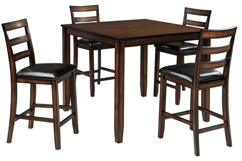 Ashley Furniture Coviar 5 Piece Counter Height Dining Set in Brown