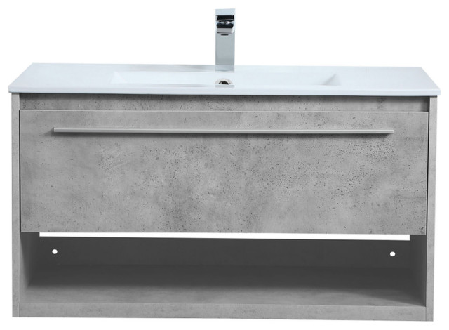 36"  Single Bathroom Floating Vanity, Concrete Gray, Vf43036Cg