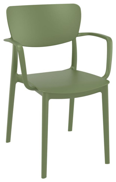Lisa Outdoor Dining Arm Chair Olive Green, Set of 2