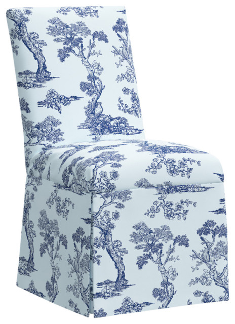 Red from Scalamandre by Cloth & Company Claremont Dining Chair, Toile Blue
