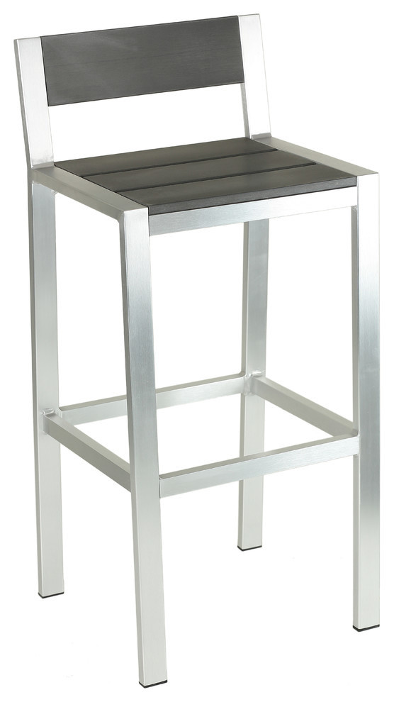 Haven Aluminum Outdoor Barstool Slate, Brushed Aluminum Patio Bar Table