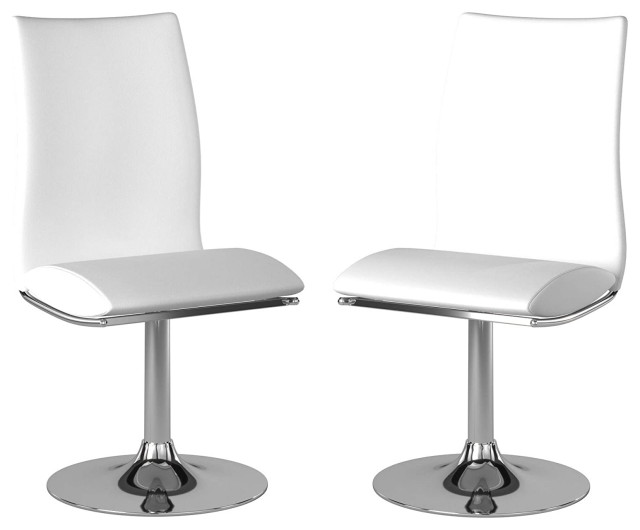 Swivel Dining Chair, Chrome Base, Set of 2 Contemporary Dining Chairs by CII Houzz