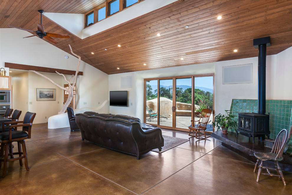 Photo of a country family room in Santa Barbara.