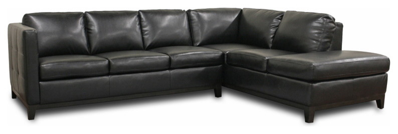 Baxton Studio Rohn Black Leather Modern Sectional Sofa