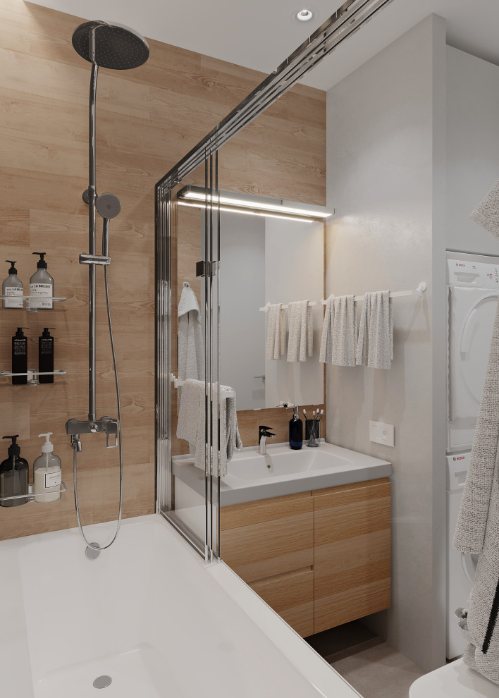 Интерьер в природной гамме для семьи с двумя детьми