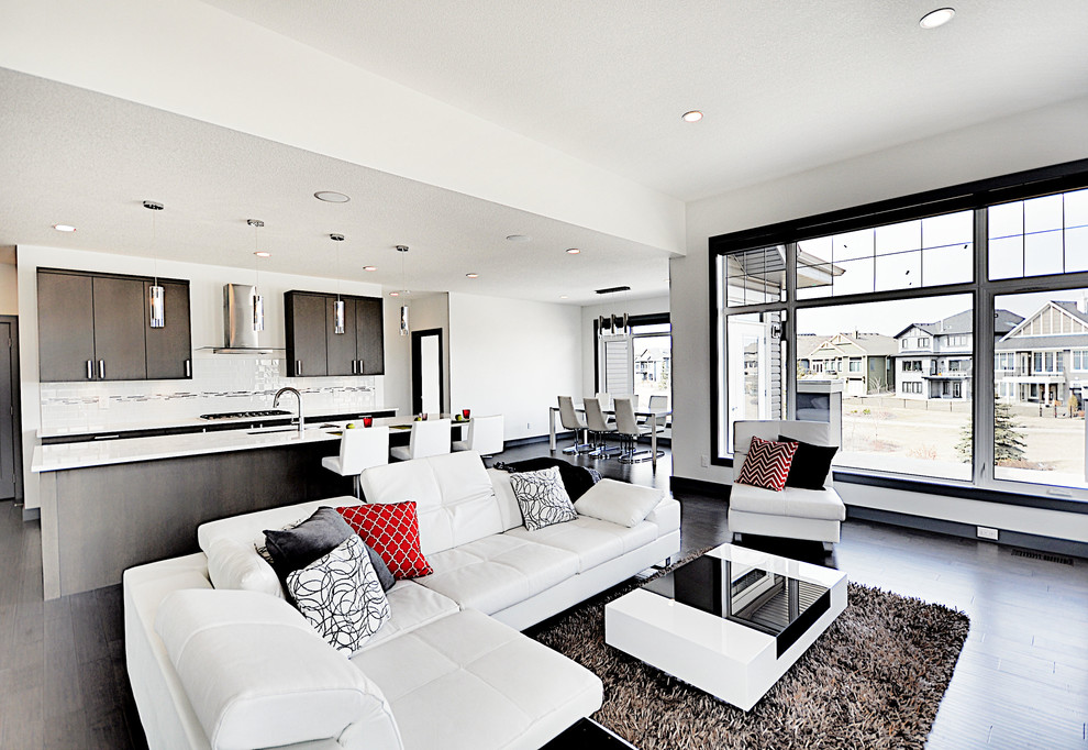 Design ideas for a contemporary family room in Edmonton.