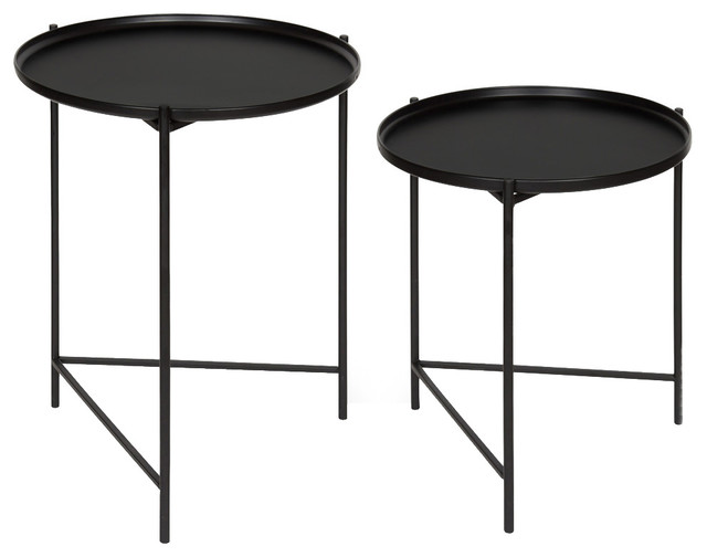 Chic Minimalist End Table for Storage and Display 20 x 20 x 20.5 Kate and Laurel Duvall Modern Round Metal Side Table Black 