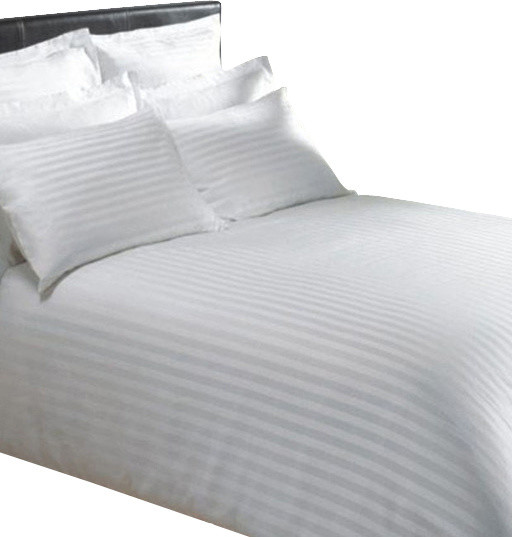 300TC 100% Egyptian Cotton Stripe White Twin XXL Size Sheet Set