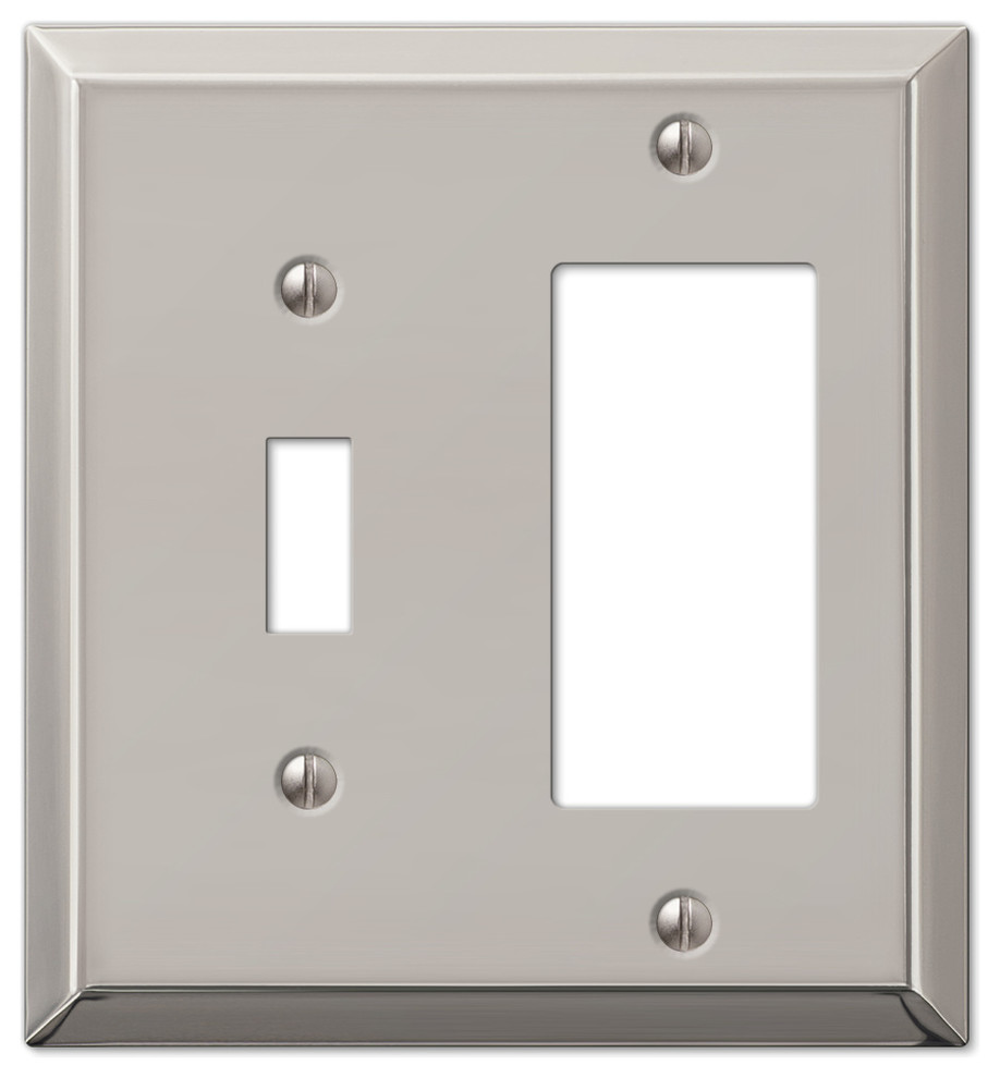 Century Polished Steel 1Toggle, 1Rocker Wall Plate Transitional