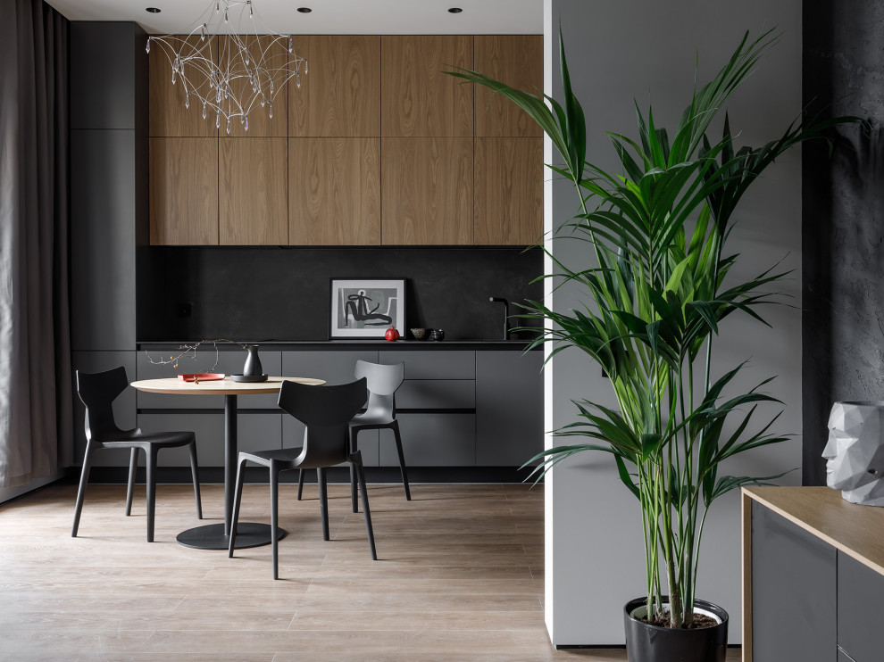 Реализованная квартира под сдачу в темных тонах в ЖК Притяжение