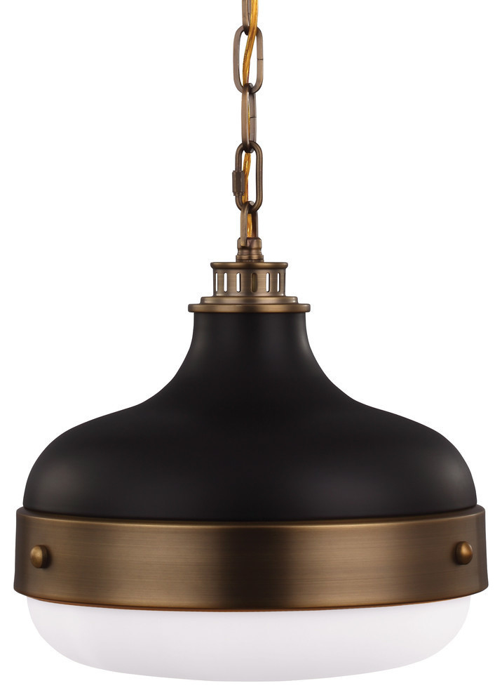 Cadence Two Light Pendant in Dark Antique Brass / Matte Black