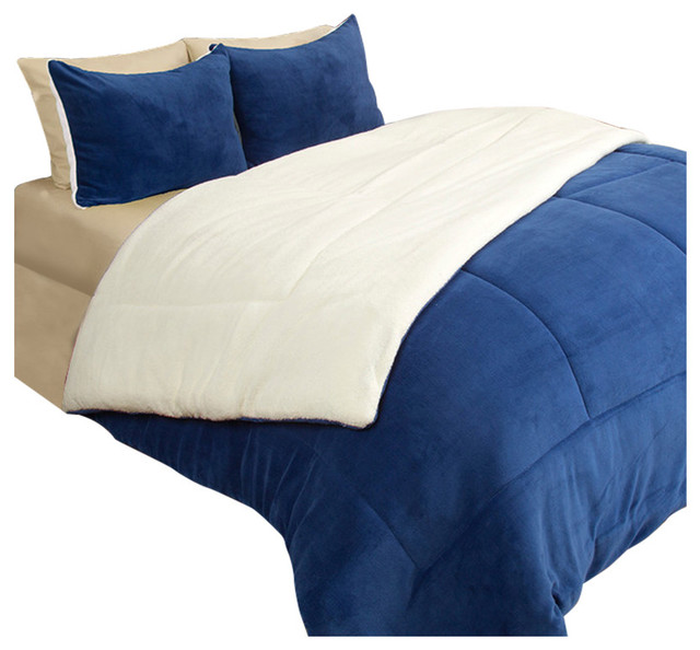 Lavish Home 3 Piece Burgundy King Sherpa Puffy Comforter Set for sale online