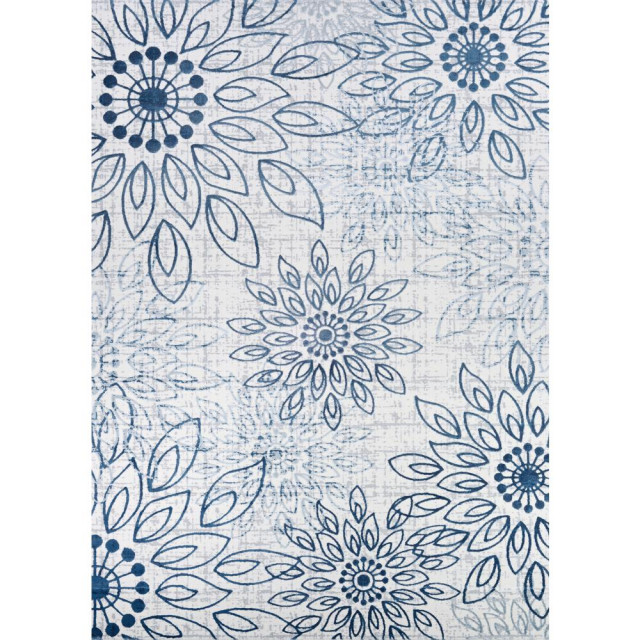 Summer Bliss Area Rug Steel Blue Ivory Rectangle 9 2 X12 5 Contemporary Area Rugs By Bisonoffice