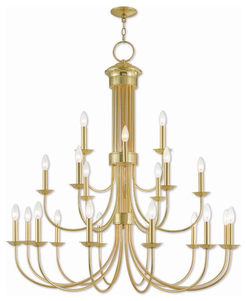 21Light Polished Brass Foyer Chandelier Traditional Chandeliers