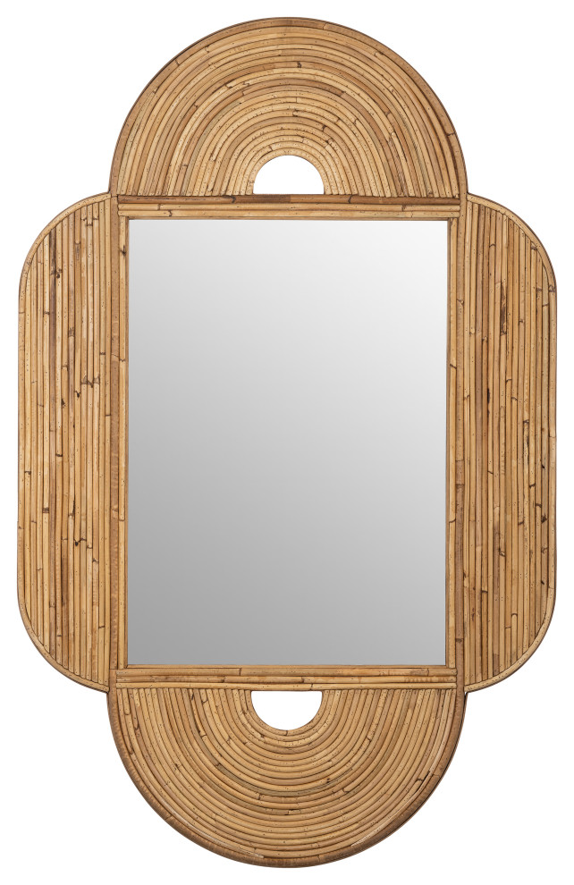 Sagebrook Home Contemporary Rattan Rectangular Mirror With Natural