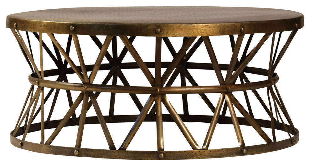 Brass Hammered Coffee Table Traditional Coffee Tables by Design