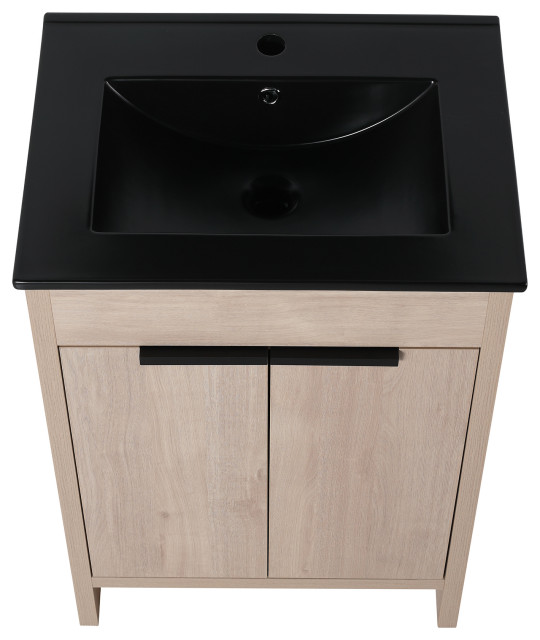 24 Inch Plywood Freestanding Bathroom Vanity With Doors and Adjustable ...
