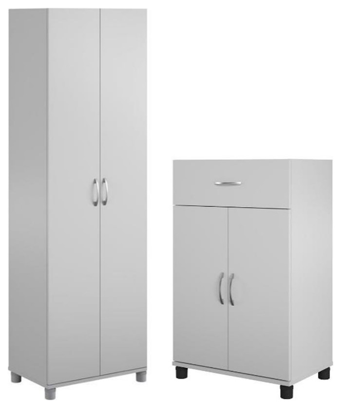 Home Square 2-Piece Set with 24" Utility Storage Cabinet and 24" Base Cabinet