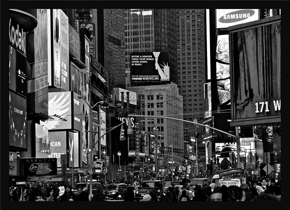 Time Square Black & White, Canvas Print